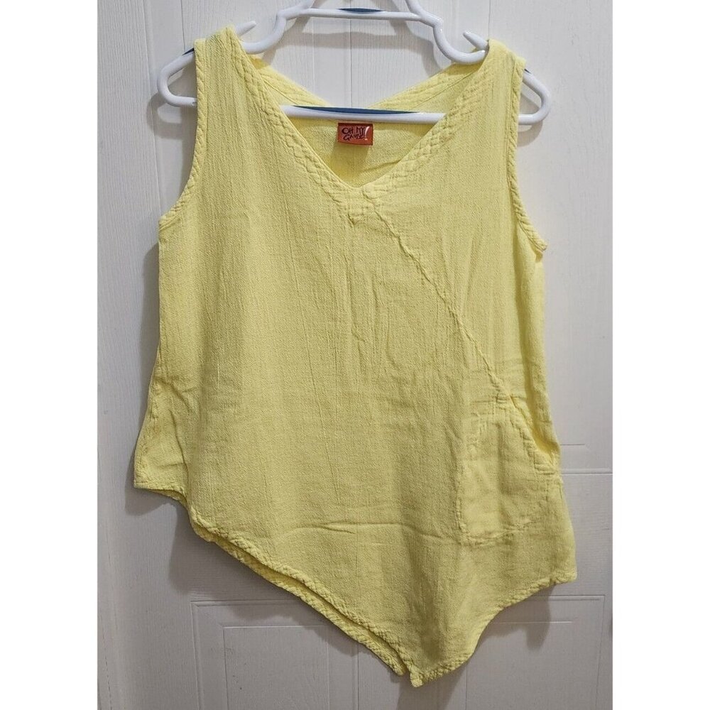 Oh My Gauze Womens Sleeveless V Neck Tunic Blouse Top 100% Cotton Lagenlook Sz 1